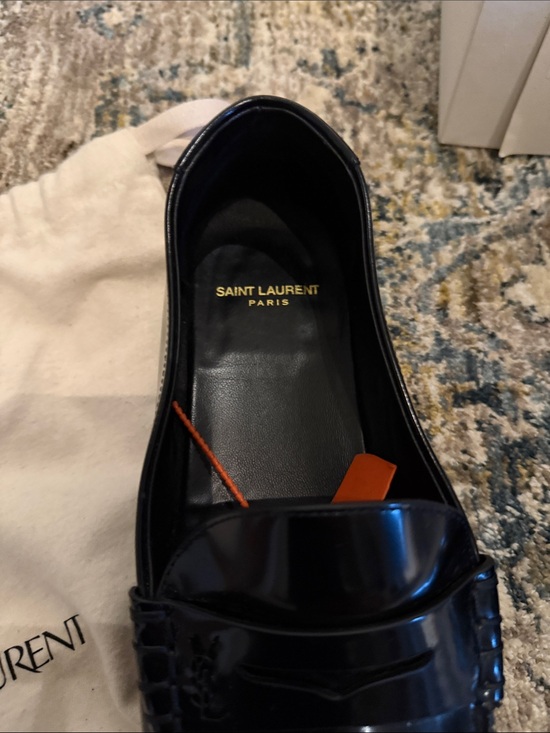 Saint Laurent Black Patent Leather Penny Loafers main image 9